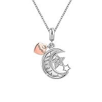 KunBead Jewelry 18 inch I Love You to the Moon and Back Moon and Star Rose Gold Tone Charm Pendant Necklace for Mum Daughter