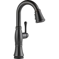Delta Faucet Cassidy Bar Faucet Oil Rubbed Bronze, Bar Sink Faucet Single Hole, Wet Bar Faucets with Pull Down Sprayer, Prep Sink Faucet, Delta Touch2O Technology, Venetian Bronze 9997T-RB-DST