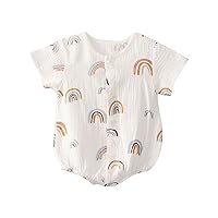 Newborn Baby Boy Girl Rainbows Pattern Short Sleeve Romper Infant Bodysuit Jumpsuit Outfits 3 Dog