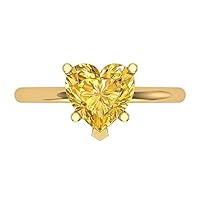 Clara Pucci 1.9ct Heart Cut Solitaire Canary Yellow Simulated Diamond Proposal Bridal Designer Wedding Anniversary Ring 14k Yellow Gold