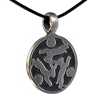 Three Rabbits Hares Pagan Celtic Jewelry Triskelion Triskele Trinity Triple Rabbit Hare Pewter Men's Pendant Necklace Protection Amulet Wealth Money Lucky Charm Safe Travel Talisman Black Leather Cord
