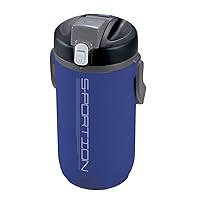 Pearl Metal D-2769 Water Bottle, Made in Japan, 6.6 gal (2.0 L), Direct Drinking, Sports Bottle, One-Touch Loader, Jug, Sportion, Blue