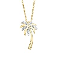 KATARINA Gold or Sterling Silver Diamond Palm Tree Pendant Necklace (1/10 cttw, J-K, SI2-I1)
