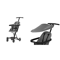 Lightweight And Compact Coast Rider Stroller With One Hand Easy Fold, Adjustable Handles And Soft Ride Wheels, Grey & Coast Rider Stroller Canopy for Dream On Me Coast Rider Stroller, Grey
