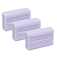French Soap, Set of 3 x 125g - Peony (Pivoine)- Shea Butter - La Maison du Savon de Marseille