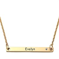 Personalized Necklaces for Women Horizontal Bar Pendants, Custom Necklaces with Symbols & Birthstones Charm, Stainless Steel Custom Name Necklace for Women