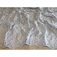 Scalloped Edge Couture Bridal Heavy Guipure Lace Fabric Silver - per metre