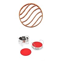 Instant Pot, Orange Official Silicone Roasting Rack, Compatible with 6-quart and 8-quart cookers & Instant Pot Official Cook/Bake Set, 8-Piece, Compatible with 6-quart and 8-quart cookers, Red
