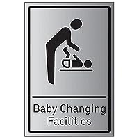 V Safety Baby Changing Facilities - 200mm x 300mm - Self Adhesive Aluminium Effect