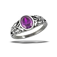 Simulated Amethyst Promise Ring Stainless Steel Butterfly Band Sizes 7-10