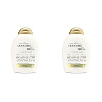 OGX Nourishing Coconut Milk Shampoo for Strong, Healthy Hair with Coconut Oil, Egg White Protein, Sulfate-Free, 13 fl oz (Pack of 2)