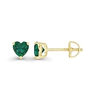 14K Gold Plated 925 Sterling Silver Hypoallergenic 4mm Heart Shape Prong Set Genuine Birthstone Solitaire Screwback Stud Earrings