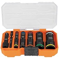 Klein Tools 65618 KNECT 8-Piece Deep Impact Flip Socket Set with Modular Case, 5 Color-Coded Sockets, 10 SAE Sizes, Adapters, 1/4, 3/8-Inch Drives