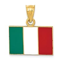 14k Yellow Gold Solid Enameled Italy Flag Charm