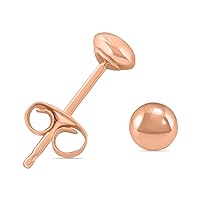 4mm - 8mm Button Ball Stud Earrings Avalible in 14K Yellow Gold and Rose Gold