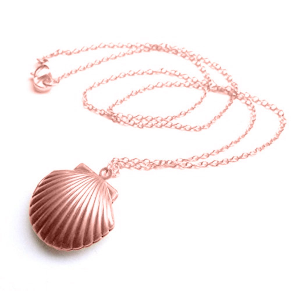Adecco LLC Sea Shell Locket, Mermaid Valentine Necklace, Little Shell Locket, Nautical Jewelry