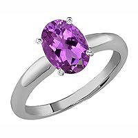 Dazzlingrock Collection 8X6 MM Oval Gemstone Ladies Solitaire Bridal Engagement Ring, Sterling Silver