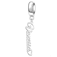 Name Heart Charm Personalized for Pandora European Bracelet Necklace Women Girl Gift