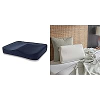 Tempur-Pedic Seat Cushion, One Size, Dark Navy Blue & TEMPUR-Ergo Neck Pillow, Medium Profile, White