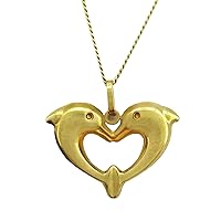 Dolphin Heart Pendant 10k Yellow Gold