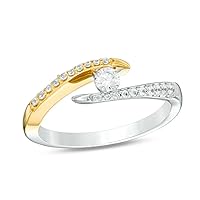 0.33 Cttw Round Diamond Twist Bypass Engagement Open Ring in 10K Two-Tone Gold (I-J/13)