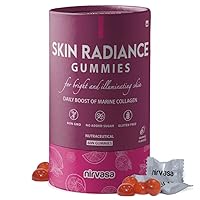 Nirvasa Skin Radiance Gummies (Orange Flavour) with Marine Collagen, Hyaluronic Acid & Vitamin C | Skin Collagen Booster for Radiant & Glowing Skin | Sugar-Free for Men & Women - 60 Gummies Set of 1