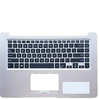 Replacement Laptop Upper Case Cover C Shell & Keyboard for ASUS for VivoBook 15 X510QA X510QR X510UA X510UF X510UN X510UQ X510UR Silver US English Layout
