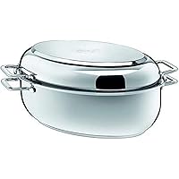 Silit Roaster Oval 38X26X12,2 cm Approx. 8,4L Lid as Frying Pan Stainless Steel Brushed Suitable for All Stove Tops Including Induction Dishwasher-Safe