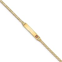 Saris and Things 14K Yellow Gold Medical Red Enamel Anchor ID Bracelet