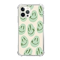 Sage Green Smile Face Pattern Phone Case for iPhone 14 Pro Max, Cute Hippie Trippy Smile Face Cover for Girls Boys Wen and Women, Unique Trendy TPU Bumper Case for iPhone 14 Pro Max