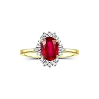 Rylos Ring showcasing a 7X5MM Oval Gemstone & Sparkling Diamonds - Exquisite Color Stone Jewelry for Women in Yellow Gold Plated Silver, Available in Sizes 5-10