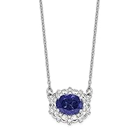 14k Gold Wg Lab Grown Diamond Si1 Si2 G H I Lab Created Sapphire Necklace Measures 12.22mm Wide Jewelry for Women