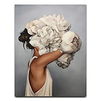 Modern Style Figure Lady Head Flower Picture Nordic Style Canvas Painting Wall Art Posters and Prints Beauty for Sofa Background Bedroom Home Decor
