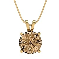 Clara Pucci 2.95 ct Round Cut Brown Champagne Simulated diamond Solitaire Pendant With 18