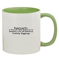 Eggnogstic. A Person Who Believes In Drinking Lots Of Delicious Yummy Eggnog. - 11oz Ceramic Colored Inside & Handle Coffee Mug, Light Green