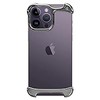 Arc Pulse Designed for iPhone 14 Pro Max Phone Case (2023), Minimalist Protective Shock Absorption Aerospace Grade Aluminum Shells + Elastomer Inlays Easy Fit 6.7 inch (Aluminum Mirror Polish Silver)