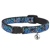 Buckle-Down Breakaway Cat Collar - Stitch Expressions/Hibiscus Collage Green-Blue Fade - 1/2