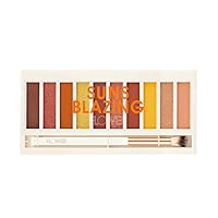 FLOWER BEAUTY Shimmer + Shade Eyeshadow Palette - Neutral Colors + Ten Shades - Mix + Layers Shades - Easily Blendable + Rich Color Payoff - Brush Included (Sun's Blazing)