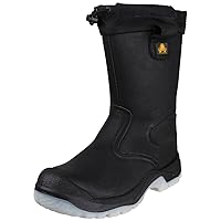 Mens Mens FS209 Pull On Leather Safety Rigger Boots Black Black Leather UK Size 13 (EU 48, US 14)