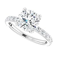 10K Solid White Gold Handmade Engagement Ring 3.0 CT Round Cut Moissanite Diamond Solitaire Weddings/Bridal Ring Set for Women/Her Propose Ring