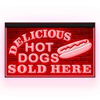 110250 Delicious Hot Dog Sold Here Fast Food Cafe Shop Decor Display LED Light Neon Sign (12