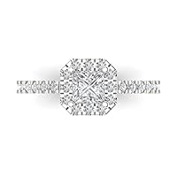 1.23 Ct Princess Cut Clear Simulated Diamond 14K White Gold Halo Solitaire with Accents Engagement Promise Bridal Ring