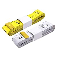 2Pcs Tape Measure Measuring Tape for Body, 120-Inch Double Scale Sewing Flexible Ruler for Weight Loss Body Measurement Tailor Craft Vinyl Body Measurement Tape(White, Yellow)