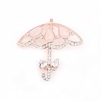 FAIRY COUPLE Sparkle Austrian Clear Crystal and Artificial-opals Embedded Umbrella Custom Pin Brooch BR126
