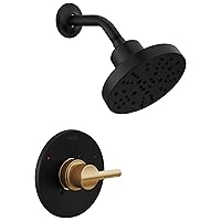Faucet Nicoli 14 Series Single-Handle Shower Faucet, Shower Trim Kit with 5-Spray H2Okinetic Shower Head, Matte Black/ Champagne Bronze 142749-GZ (Shower Valve Included)