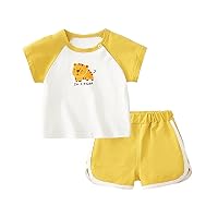 Babys' Summer Clothes,Summer Boys' Cartoon Animal Printed Short-Sleeved T-Shirt and Shorts Two-Piece Suits.