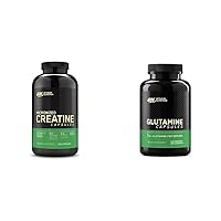 Optimum Nutrition Micronized Creatine Monohydrate Capsules, Keto Friendly, 2500mg, 300 Capsules (Packaging May Vary) & L-Glutamine Muscle Recovery Capsules, 1000mg, 240 Count (Package May Vary)