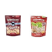 SmartBones Smart Twist Sticks (Pack of 1) and Dreambone Twist Sticks, Made with Real Chicken, Rawhide-Free Chews for Dogs, 50 Count