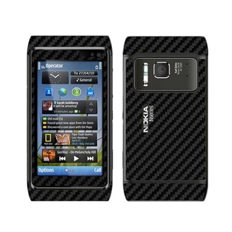 Skinomi Black Carbon Fiber Full Body Skin Compatible with Nokia N8 (Full Coverage) TechSkin with Anti-Bubble Clear Film Screen Protector