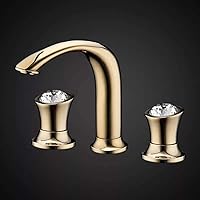 European Copper Three-Hole Basin with Diamond Washbasin Basin Split Double Hot and Cold Water Bath Cabinet Faucet Kitchen Faucet